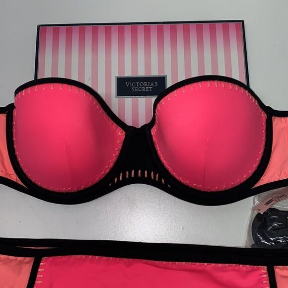 🔥🏖VICTORIA SECRET  swimsuit The Fabulous/push-up  cheeky  New - Picture 2 of 7